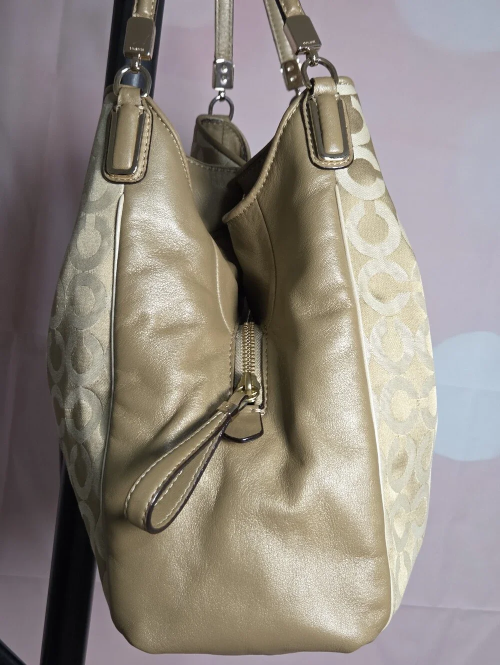 Coach Madison Op Art Sateen Gold Shoulder Bag W/ 2 Hangtags